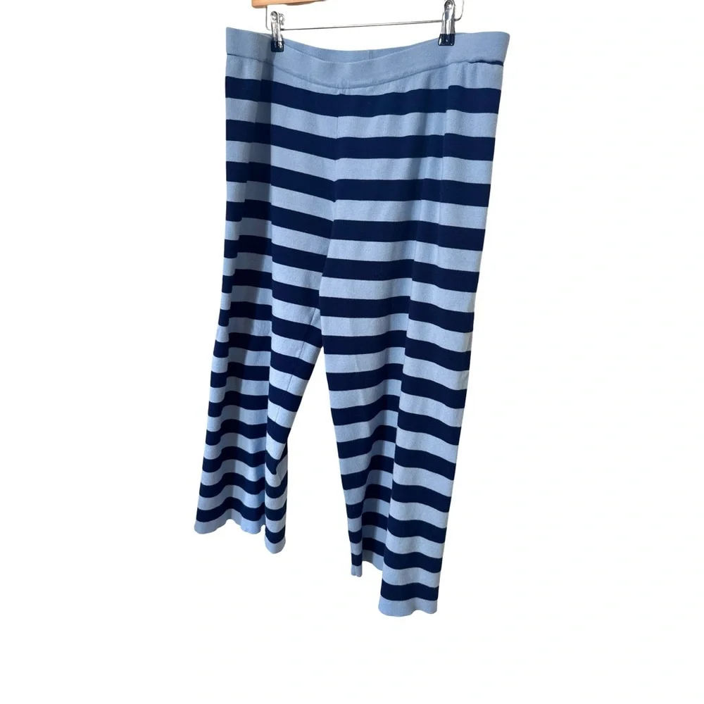 BOHME Joey Striped Wide Leg Pants in Navy Size XL Worn Once - Picture 5 of 9